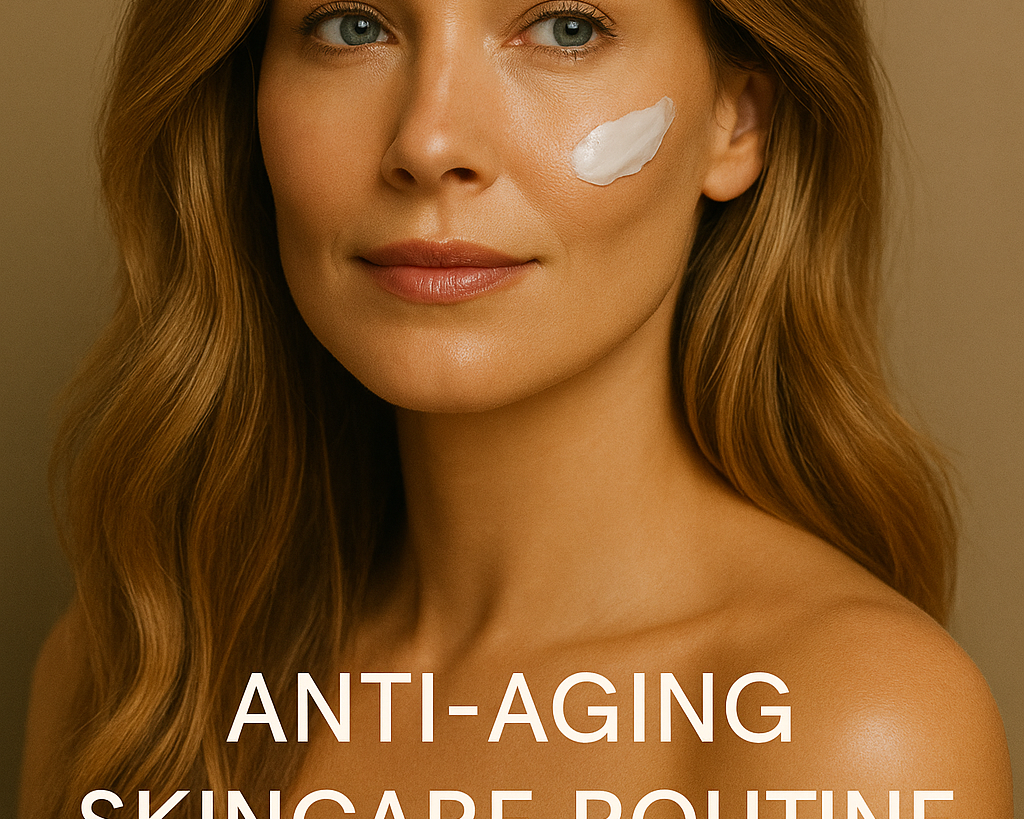 woman in her 40's using skin care routine peptide+ moisturizer