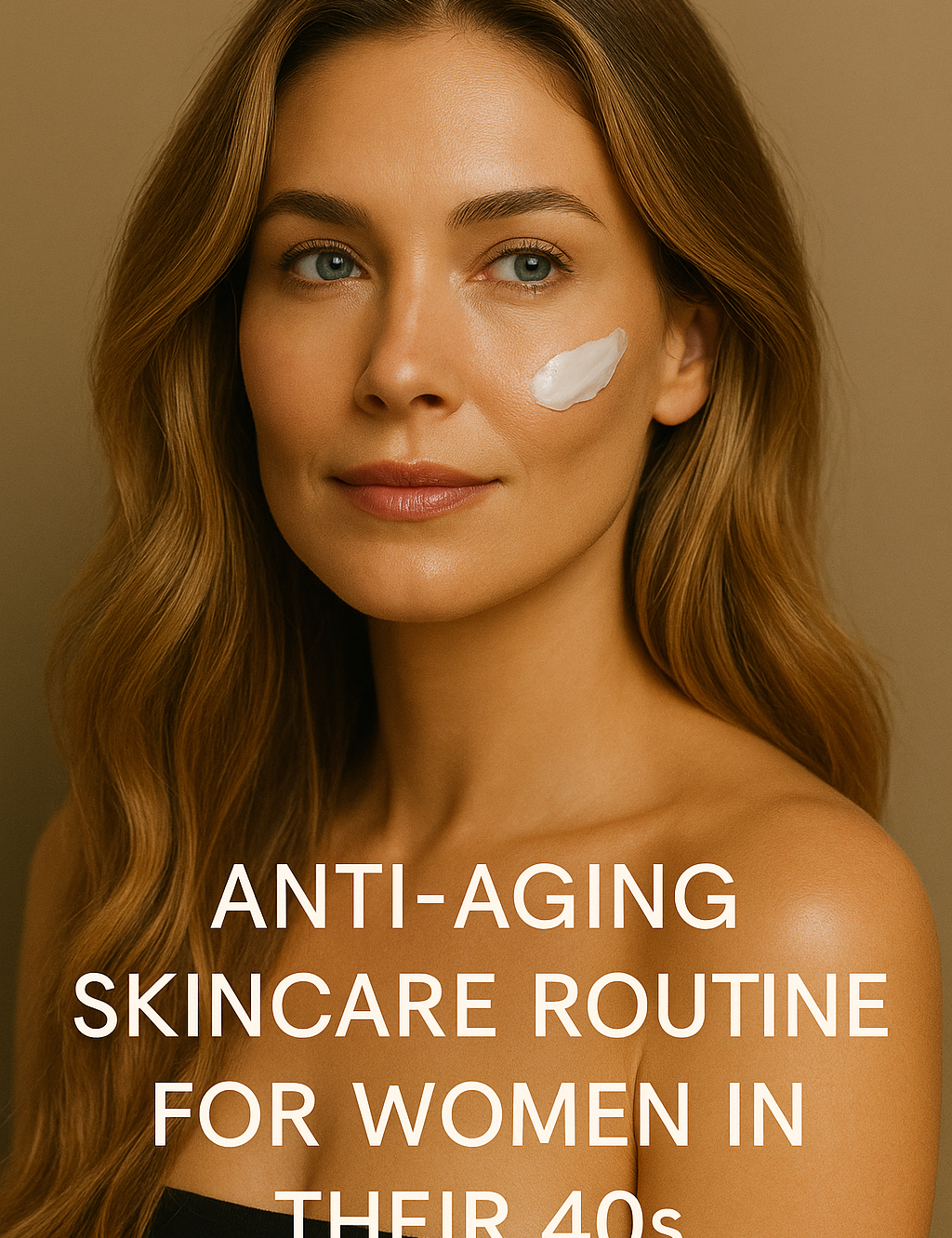 woman in her 40's using skin care routine peptide+ moisturizer