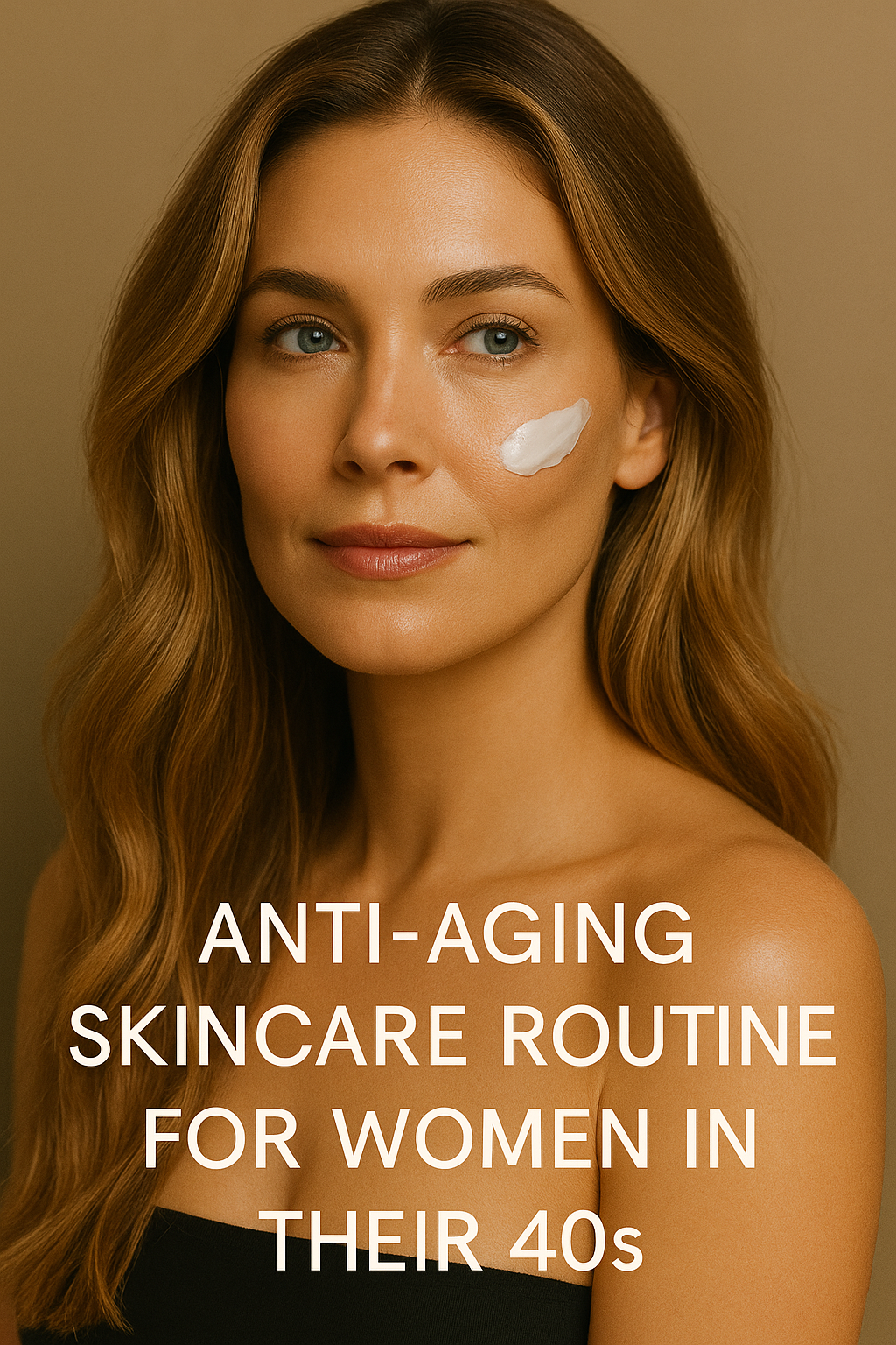 woman in her 40's using skin care routine peptide+ moisturizer
