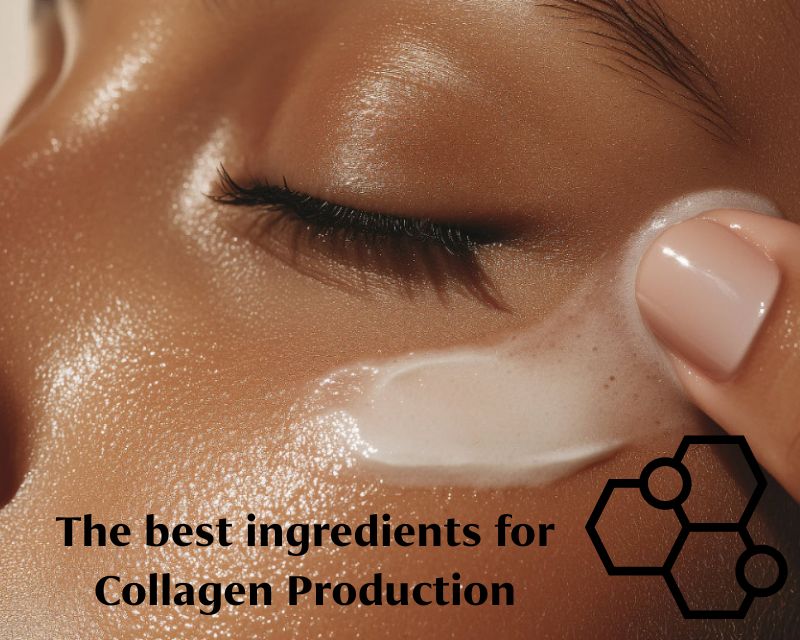 Best ingredients for Collagen blog cover, model applying cream to face.