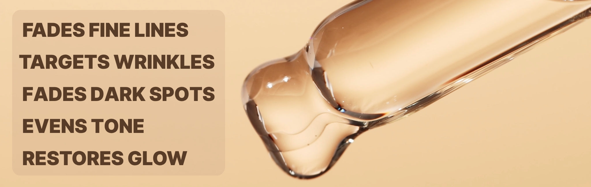 BBL Vitamin C serum dropper with skincare benefits text on a beige background