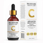 Billionaire Beauty Labs Vitamin C 60ml facial serum with dropper and packaging on a white background